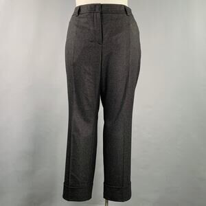 AKRIS Size 14 Grey Charcoal Wool Blend Heather Flat Front Dress Pants